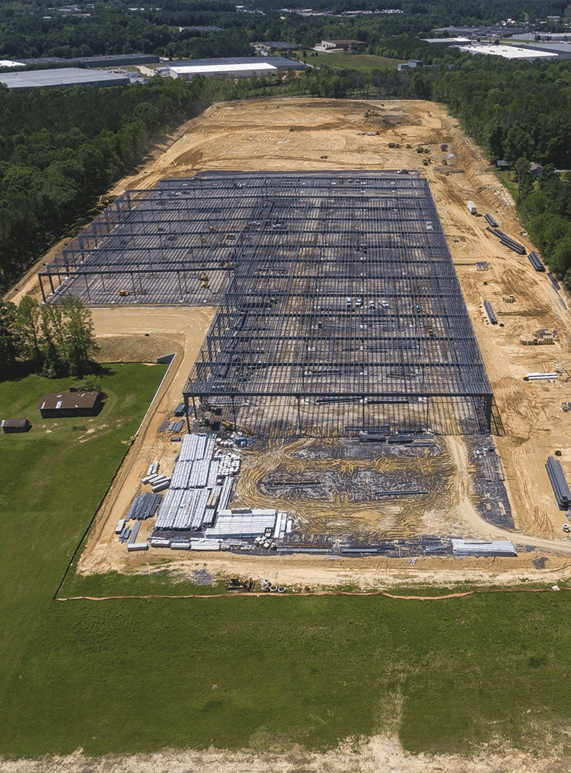 ef tile plant construction aerial