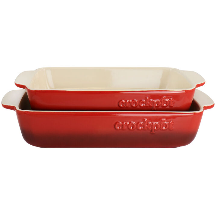 Crockpot Appleton 2 Quart Oval Stoneware Casserole Dish In Red