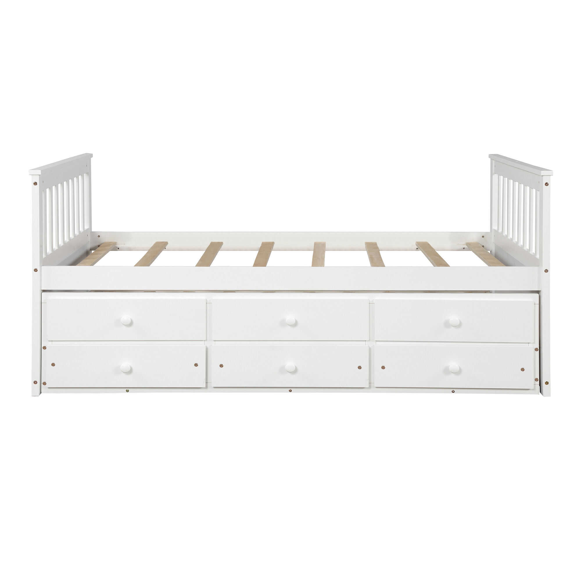 Merax solid wood captain bed with online trundle and drawers
