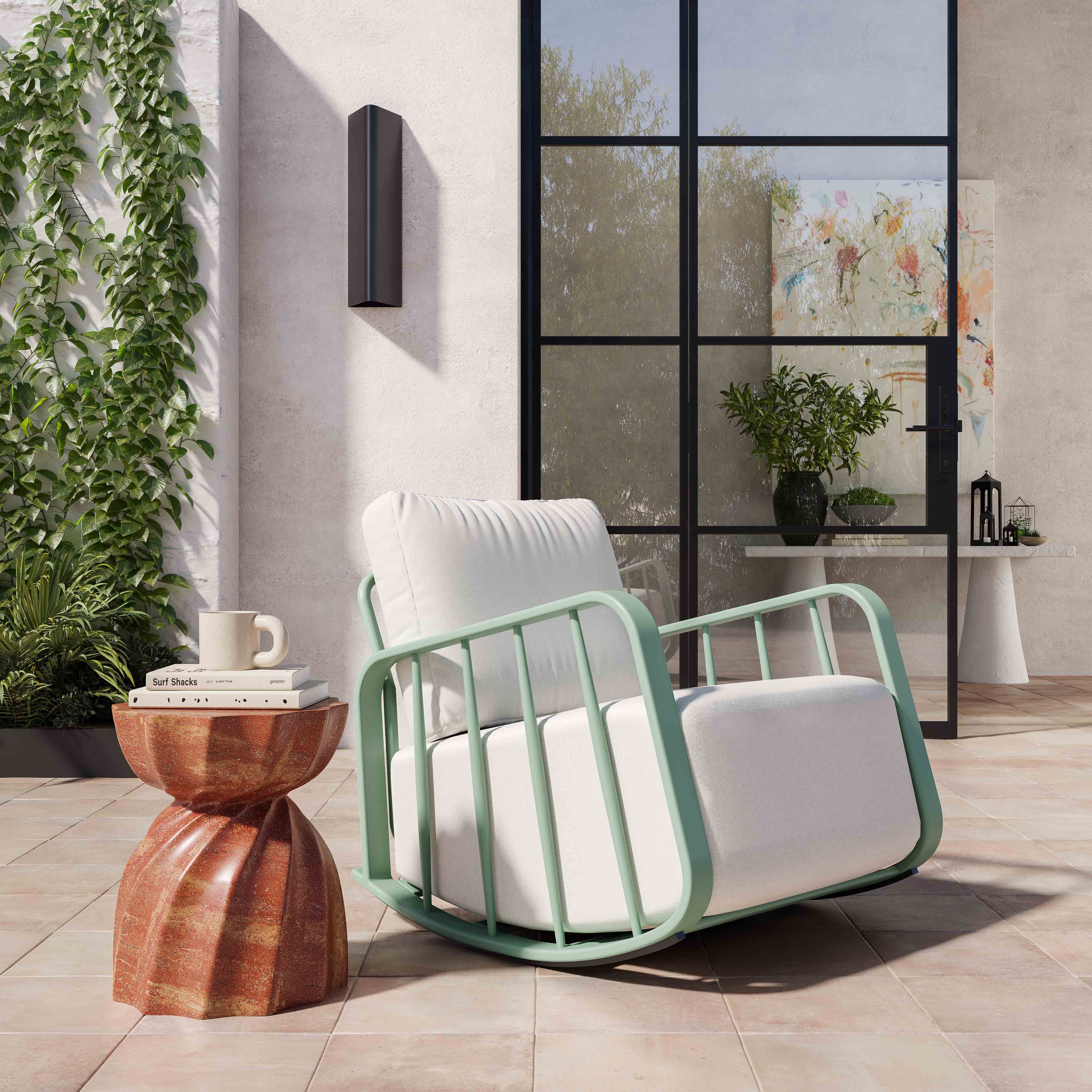 Mint green rocking sales chair