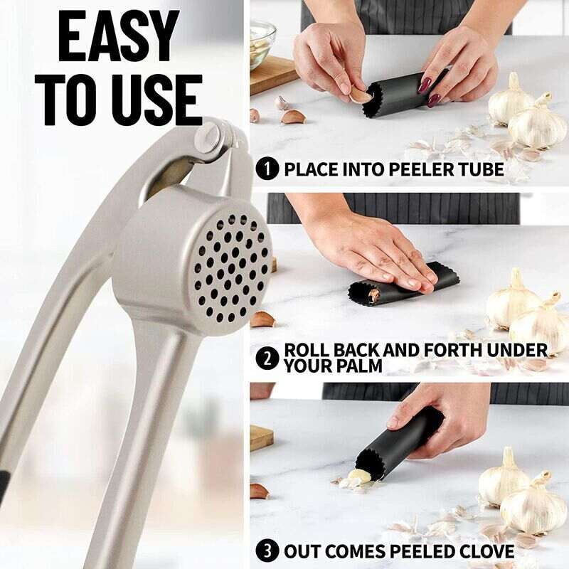 Zulay Kitchen Garlic Press with Soft, Easy to Squeeze Ergonomic Handle