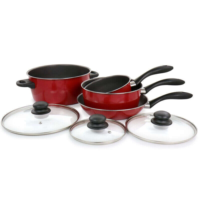  Home Chef Du 7-piece Cookware Set Red Carbon Steel 7