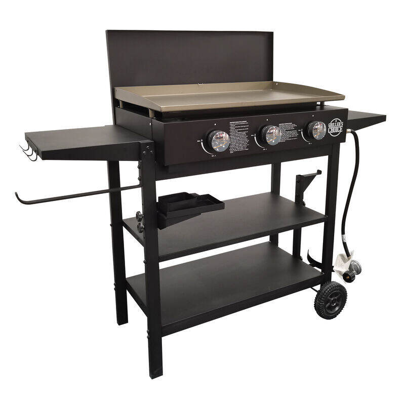 Griller's Choice Outdoor Griddle Grill Propane Flat Top - Hood Included,  Large Flat Top Grill, 2-in