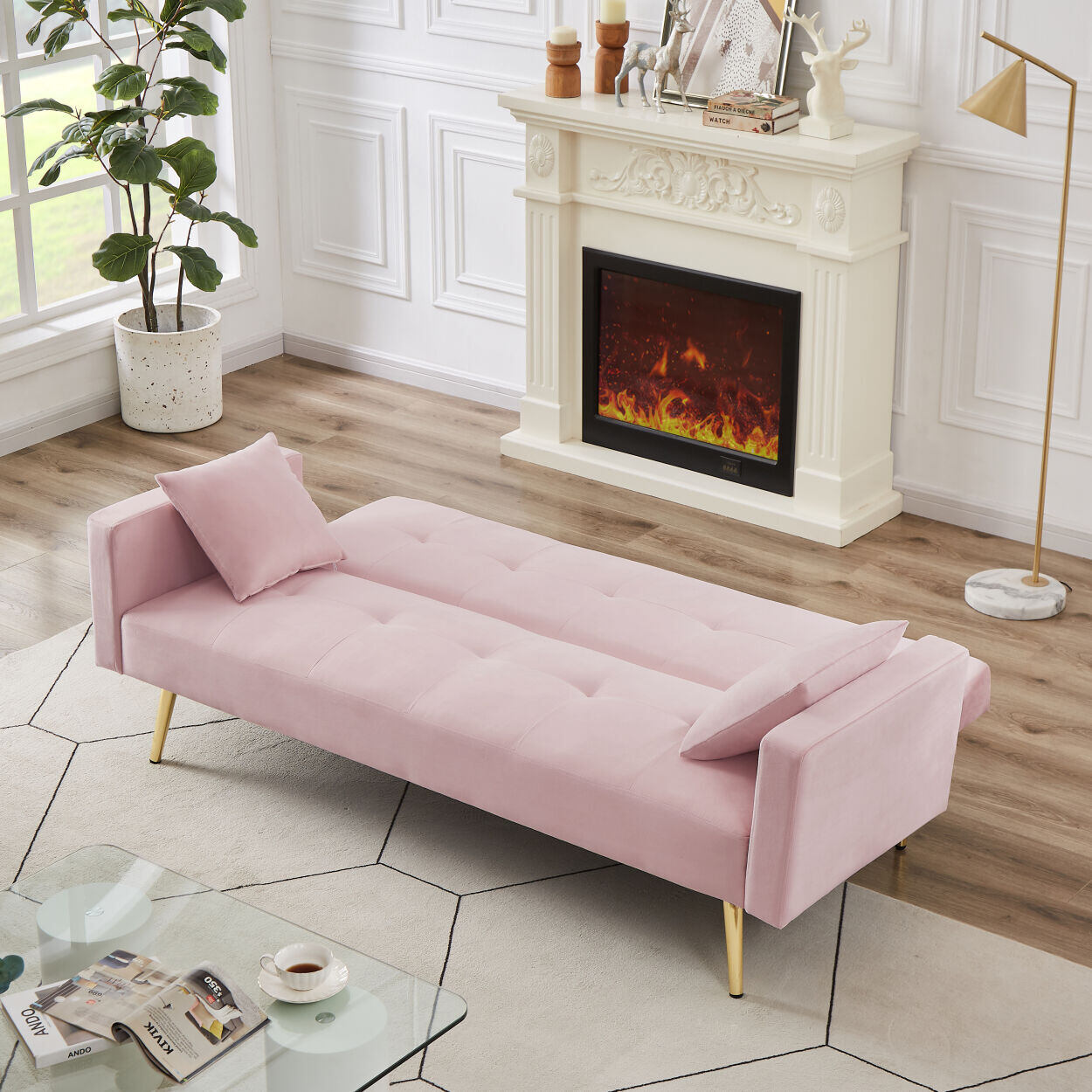 Pink velvet hot sale futon