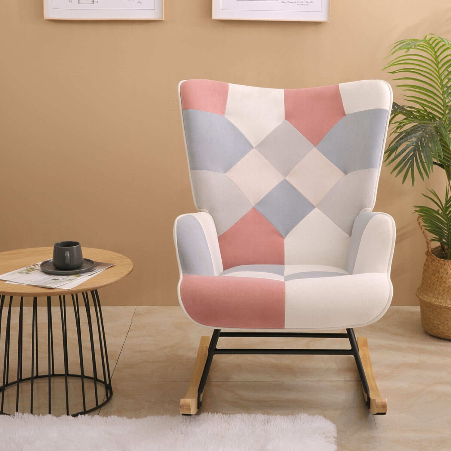 Mid century shop fabric rocking chair