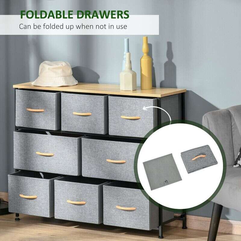 Fabric Chest of Drawers 7-Drawer Dresser 3-tier Storage Organizer Unit  Bedroom