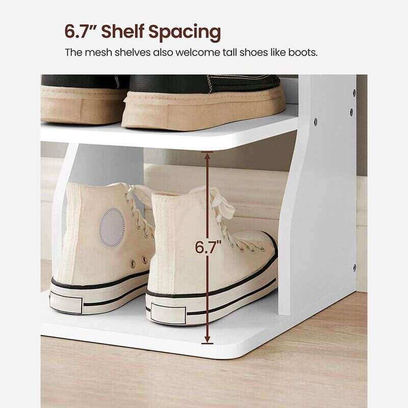 BreeBe 6-Tier Slim 43.5 High Shoe Storage Rack White | Mathis Home