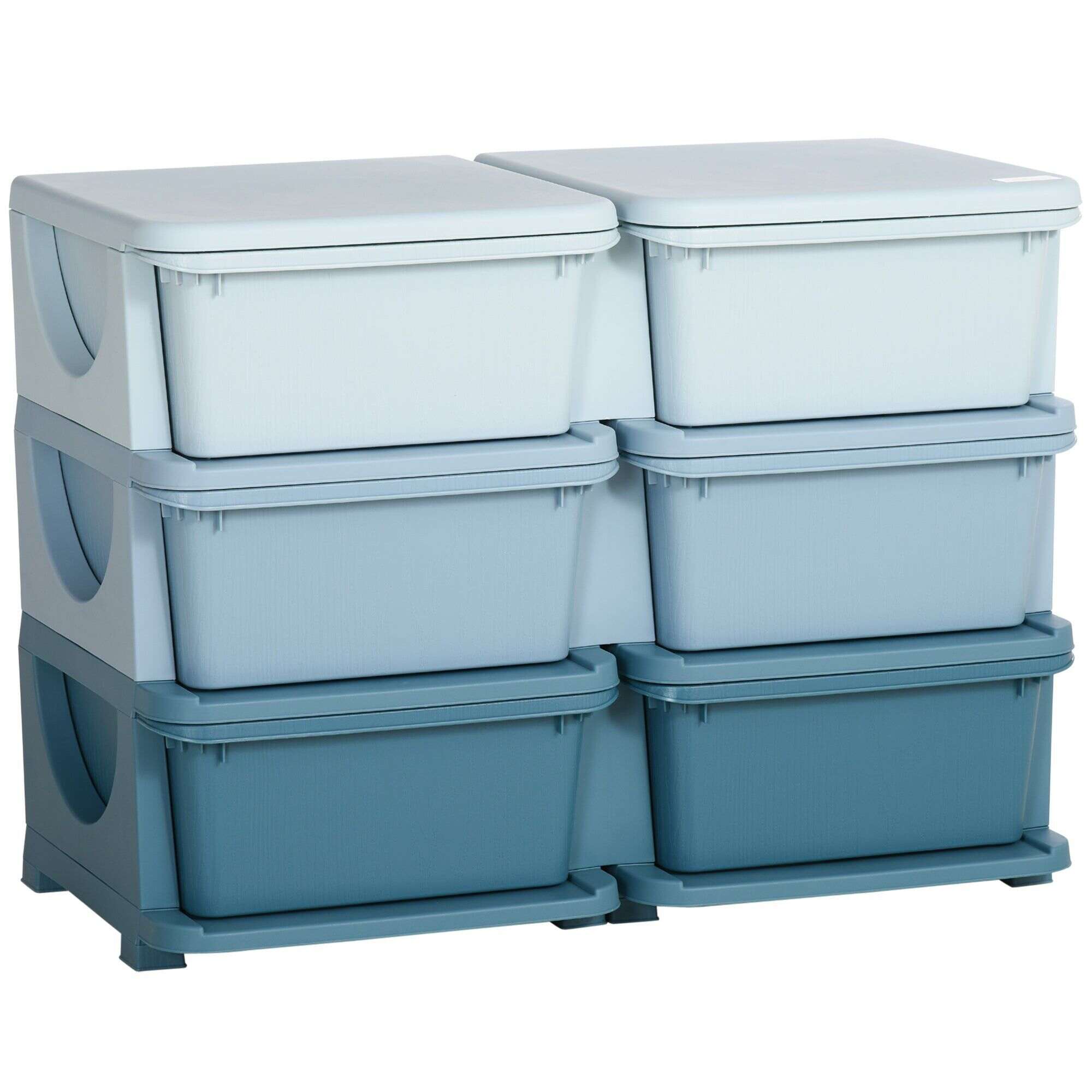 Blue Kids Organizer 3 Tier Storage Unit with 6 Drawers for Nursery