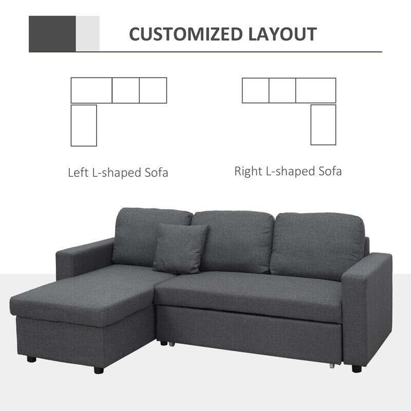 Sectional Sleeper Sofa Linen Fabric L