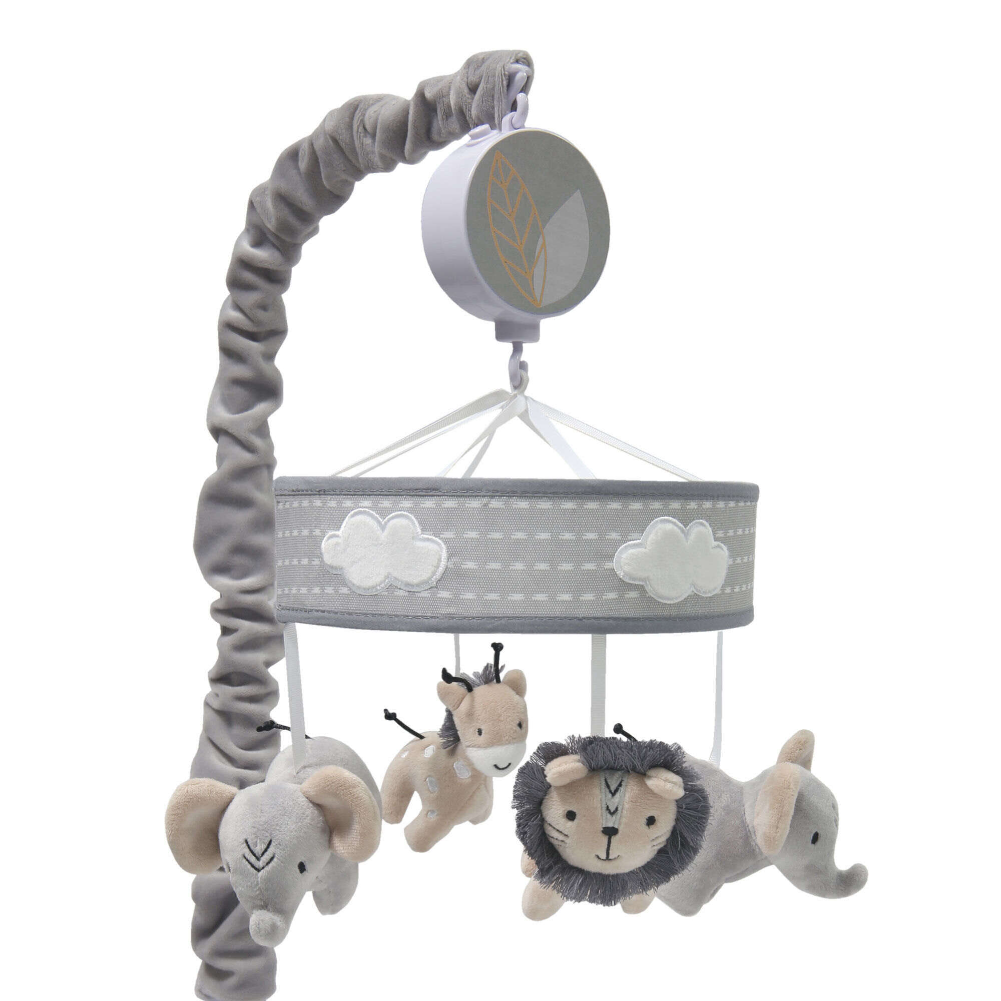 Lambs Ivy Jungle Safari Musical Baby Crib Mobile Gray Beige