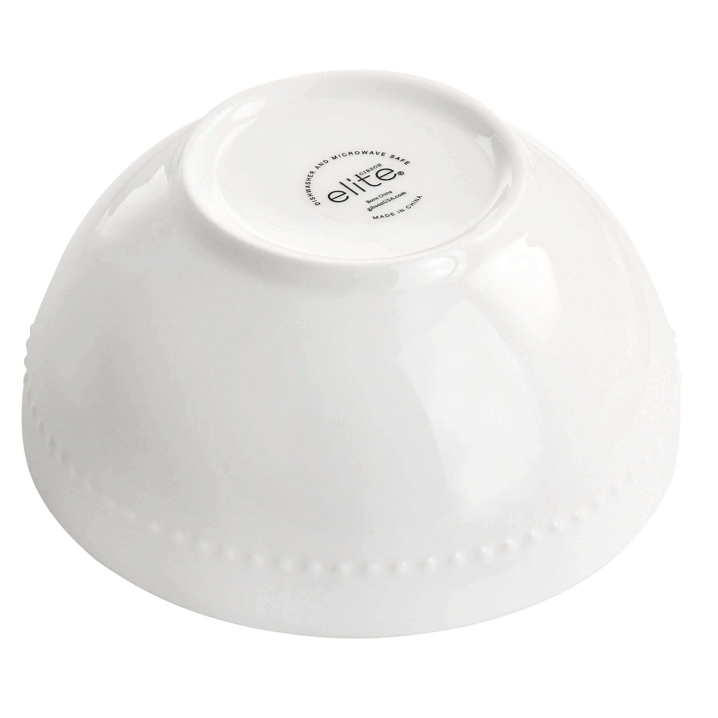 Gibson Elite Embossed Bone China 16 Piece Double Bowl Dinnerware Set in White