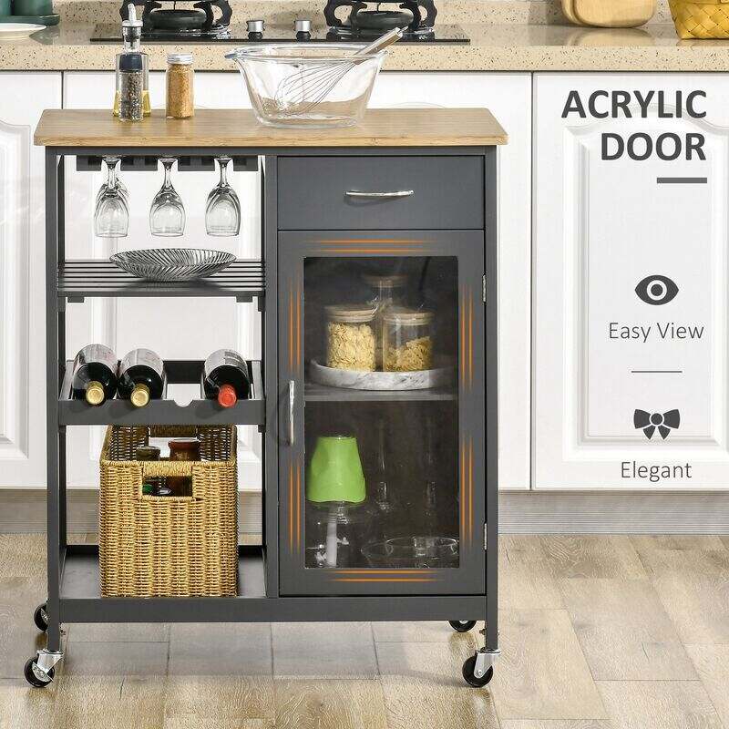 Kitchen Cart Utility With Wine