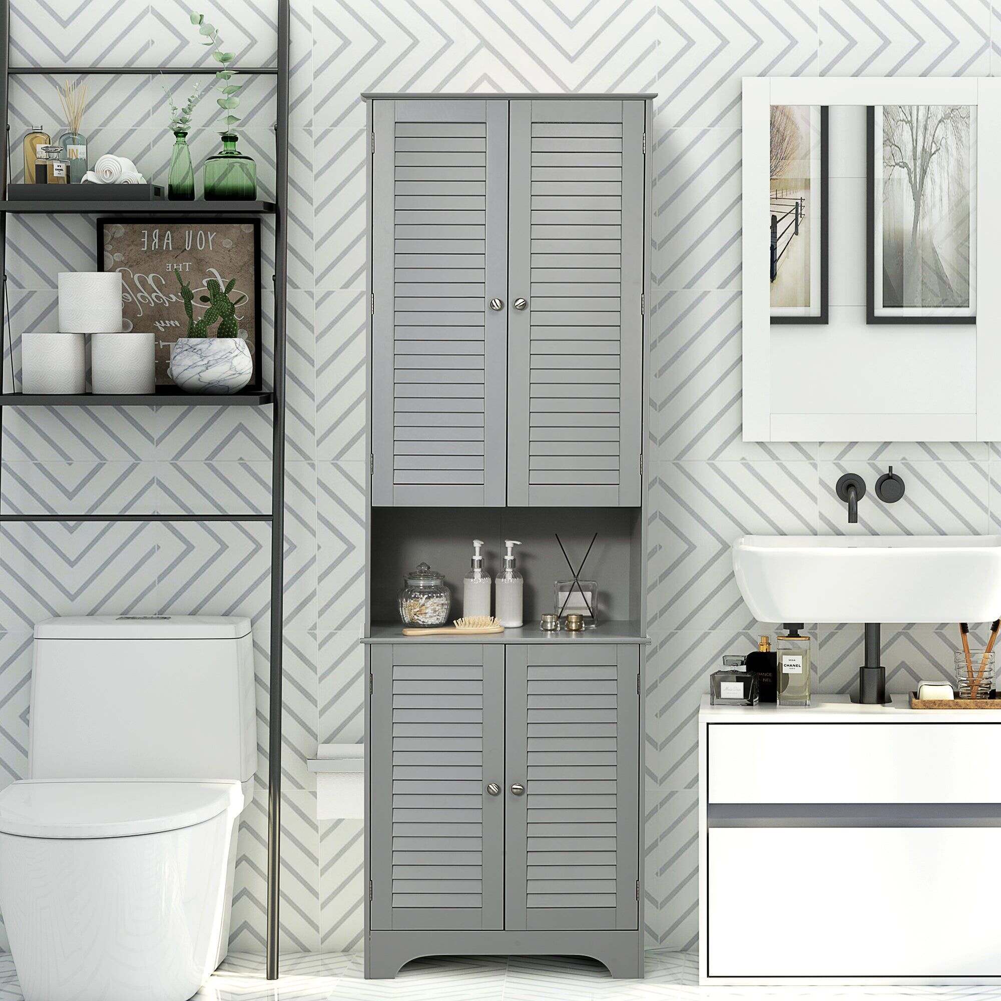 Mainstays monticlare 3 tier 1 shop door tall bathroom storage linen cabinet