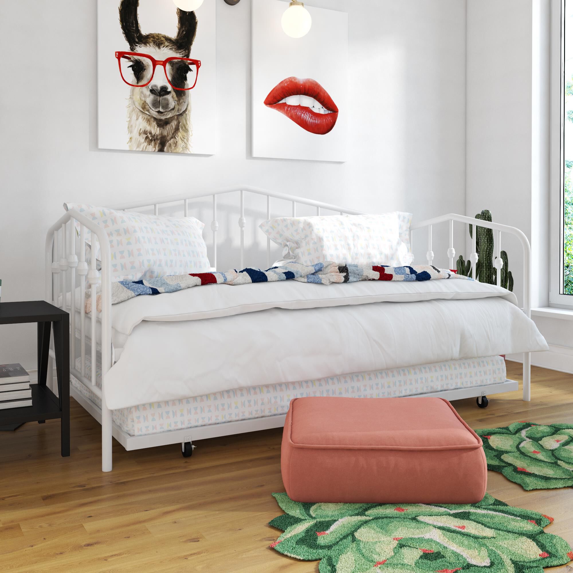 Novogratz Bushwick Metal Daybed Trundle Twin Black