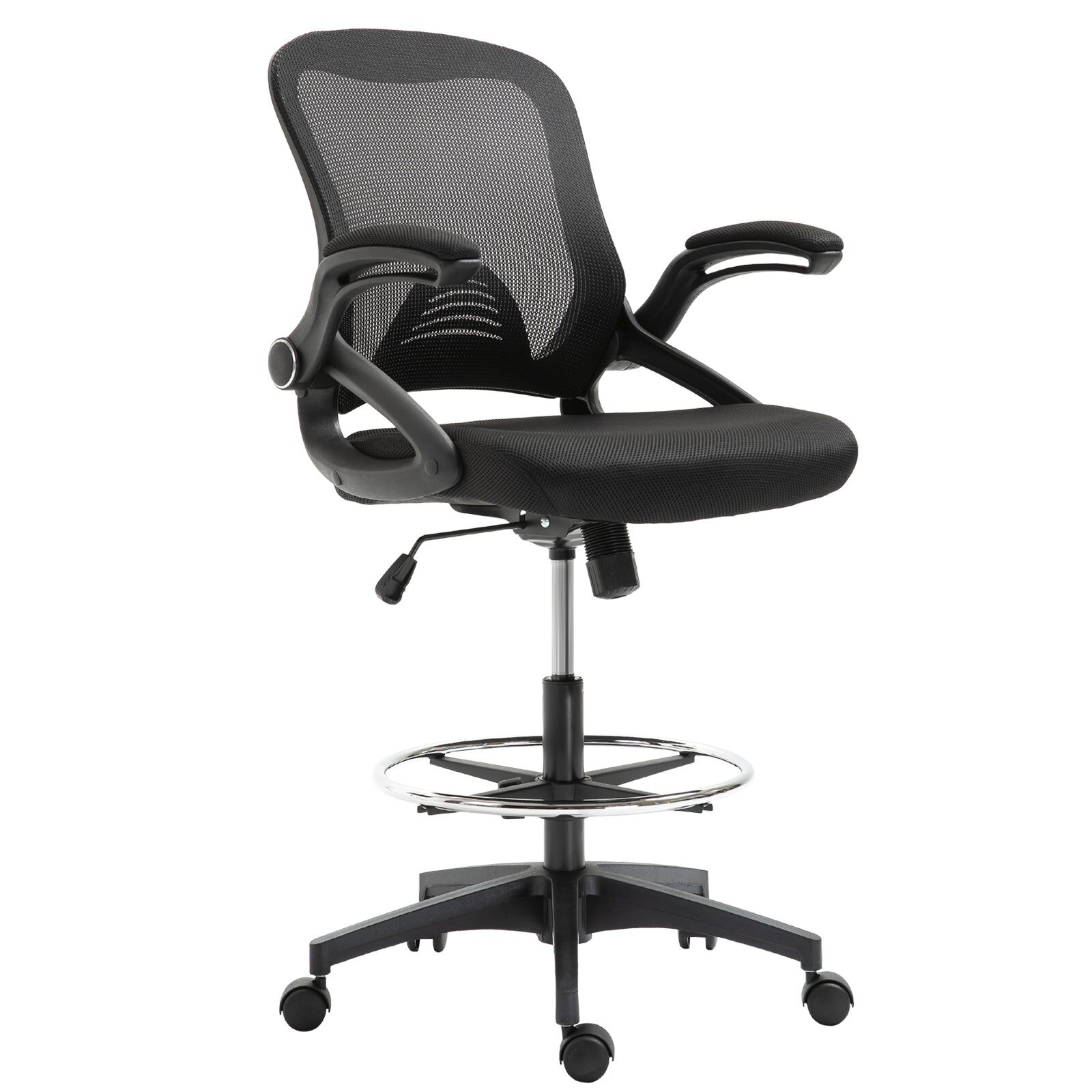 Mesh Drafting Chair Tall Office Chair with Lumbar Support Flip