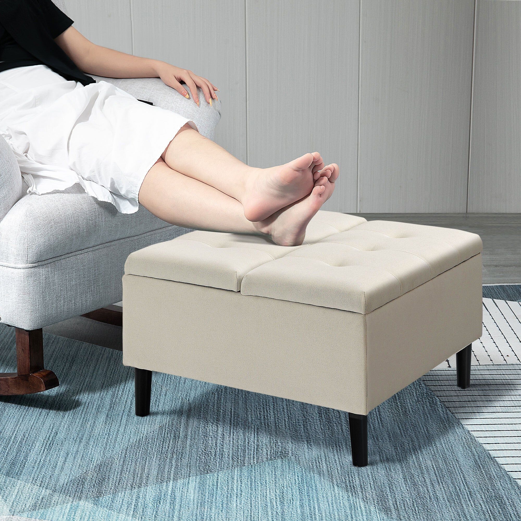 Upholstered ottoman with online lift top table