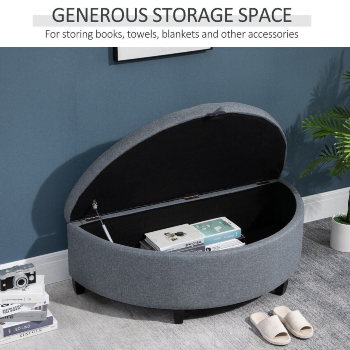 Half moon bench on sale with storage