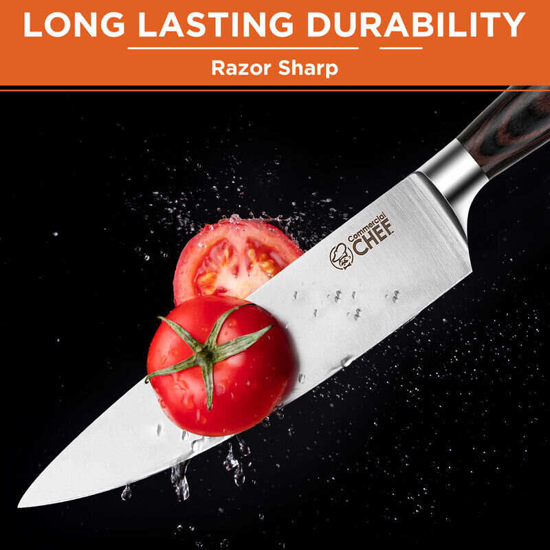Commercial CHEF Knife Japanese 8 inch High Carbon German Stainless Steel  with Ergonomic Pakkawood Handle - Full Tang Ultra Sharp Blade Edge - High