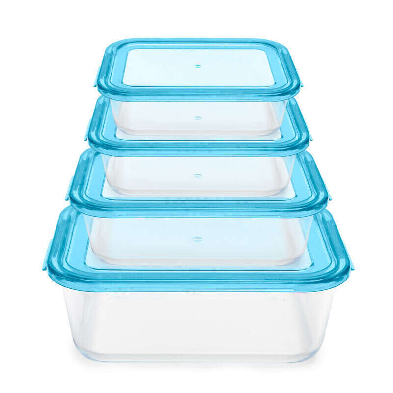 4x Glass Food Storage Set BPA-Free Locking Lids For Microwave/Oven/Freezer  Safe