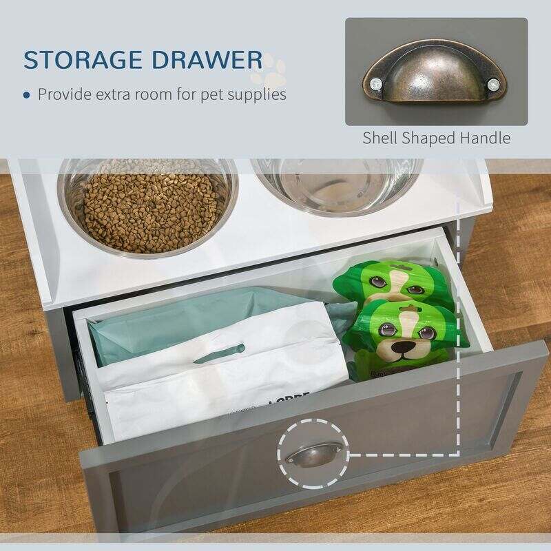 Halifax North America Large Elevated Dog Bowls with Storage Drawer Containing 21L Capacity | Mathis Home