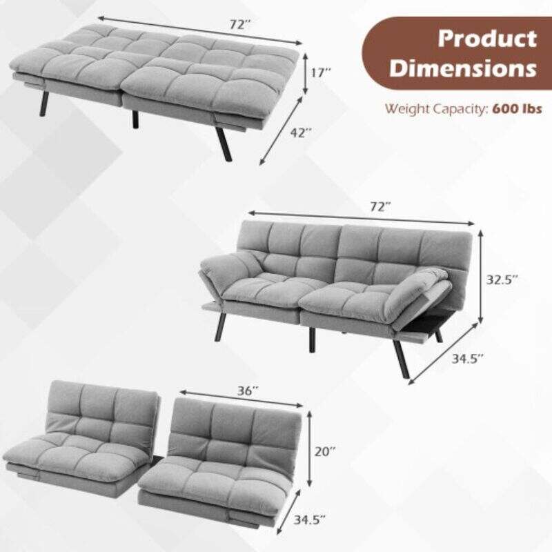 Convertible Memory Foam Futon Sofa Bed