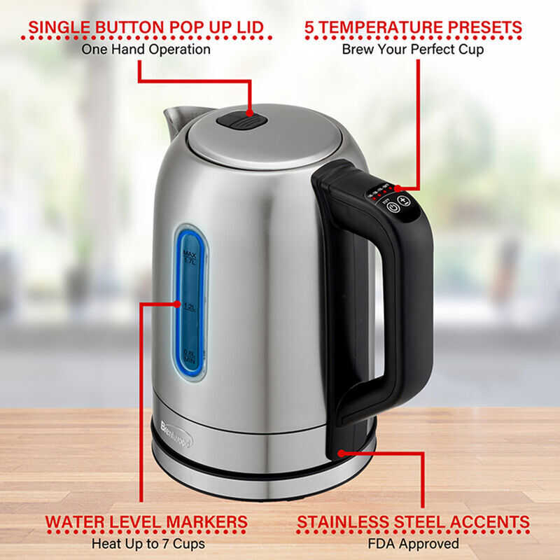 Electric Tea Kettle, 1.7L Stainless Steel Water Boiler & Heater, 1500 Watts  for