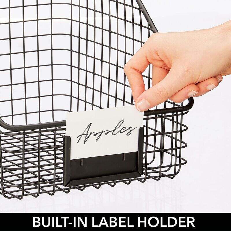 mDesign Small Slanted Kitchen Organizer Basket, Label Slot