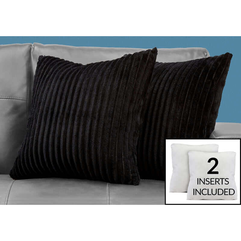 Pillows / Set Of 2 / 18 X 18 Square / Insert Included / Decorative Throw /  Accent / Sofa / Couch / Bedroom / Polyester / Hypoallergenic / Grey /  Modern - Monarch Specialties I 9215