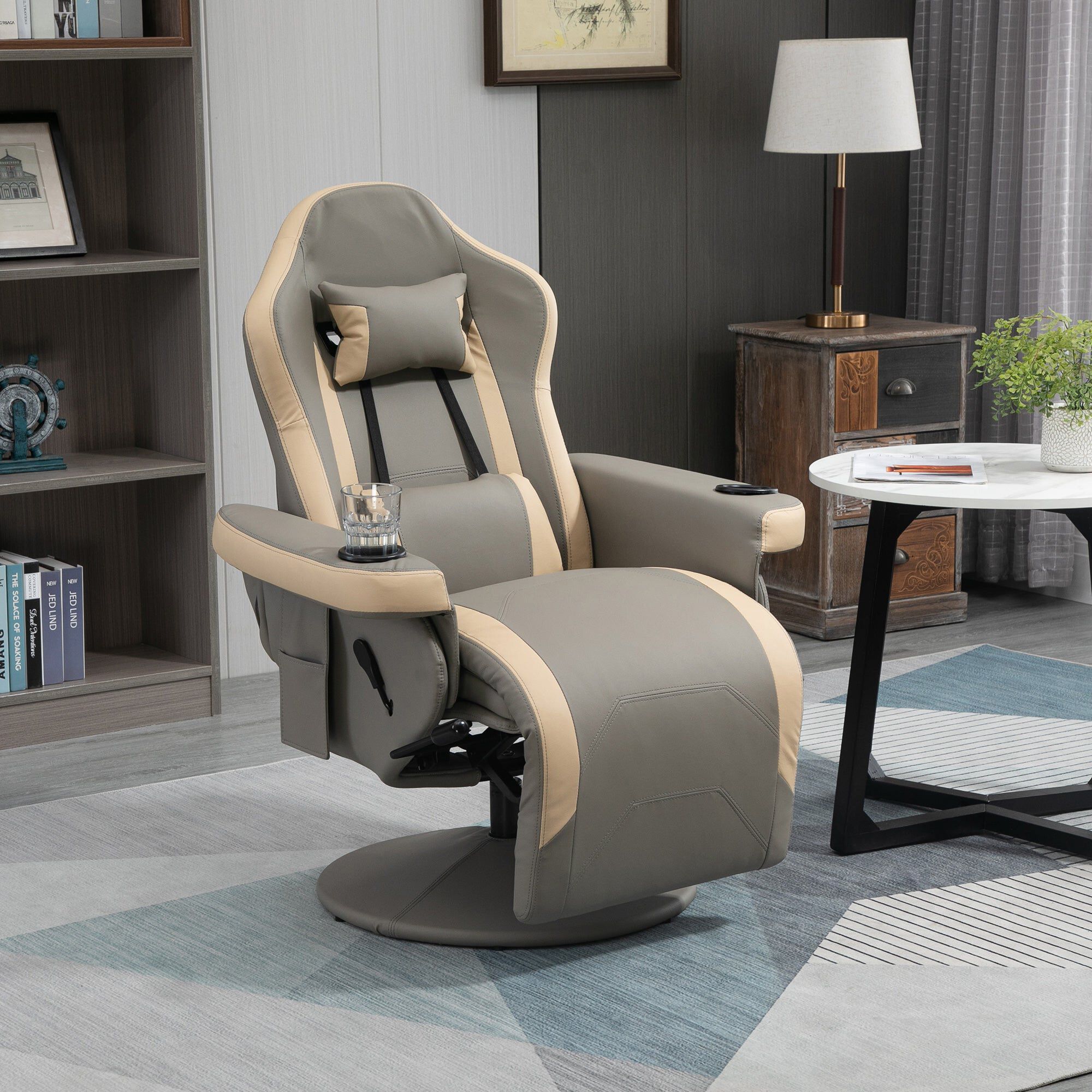 Manual Recliner Armchair PU Leather Lounge Chair Mathis Home