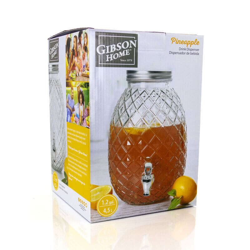 Gibson Home 1.2 Gallon Pineapple Clear Glass Drink Dispenser