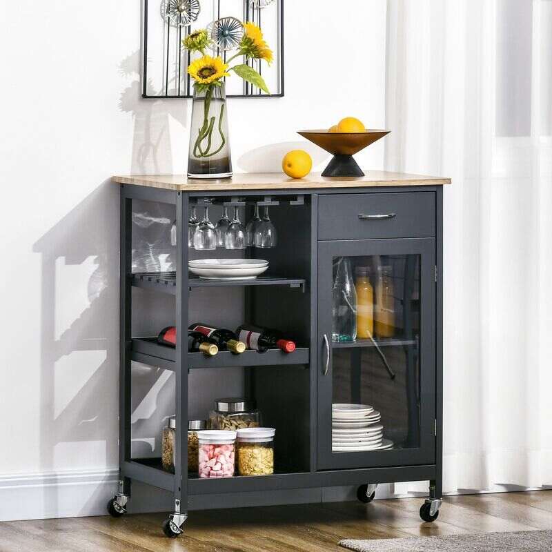 Kitchen Cart Utility With Wine