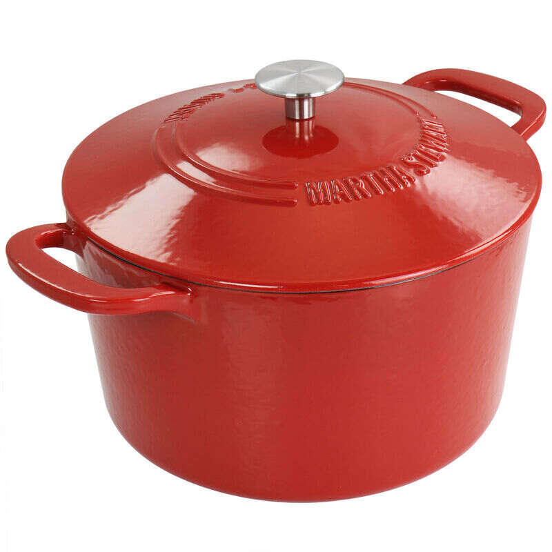 Martha Stewart Enameled Cast Iron 7-Quart Dutch Oven with Lid in Red