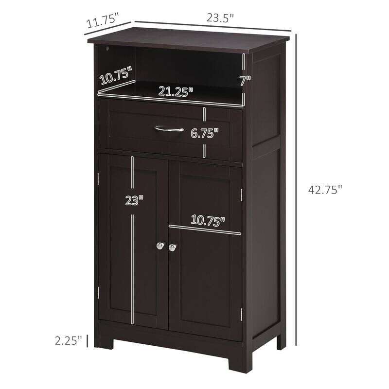 Freestanding Slim Bathroom Cabinet with Drawer and Adjustable