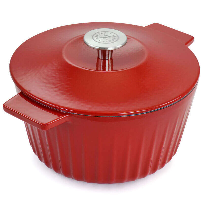Martha Stewart 5 Quart Enameled Cast Iron Round Dutch Oven in Red