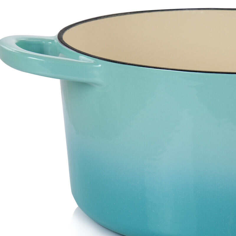 Crock-Pot Artisan 3 Quart Enameled Cast Iron Dutch Oven with Lid in Aqua  Blue in the Cooking Pots department at