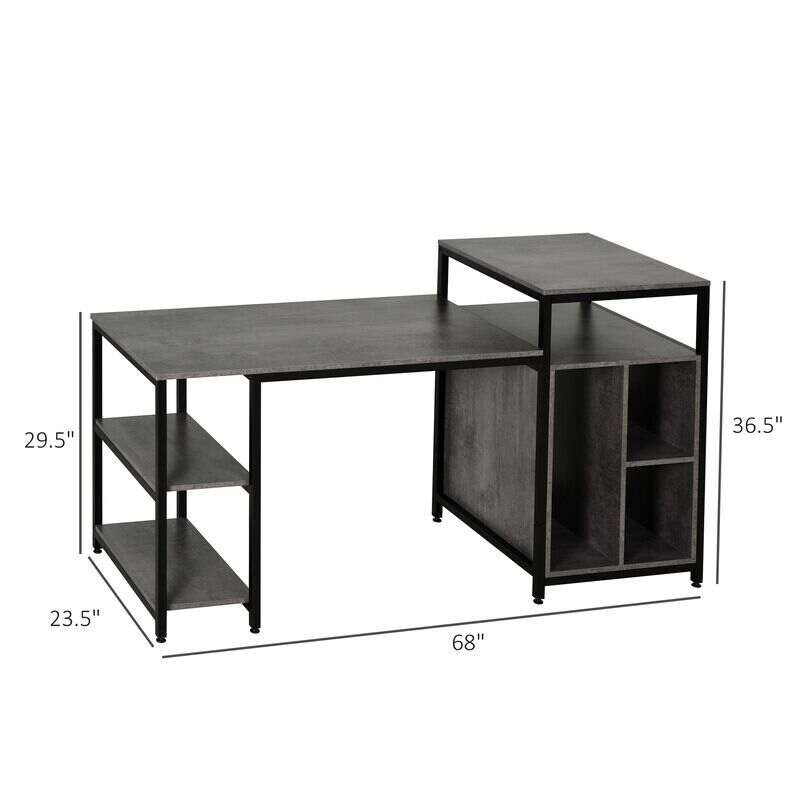 Halifax North America 68 inch Office Table Computer 36.5 High Desk Workstation Bookshelf with CPU Stand | Mathis Home