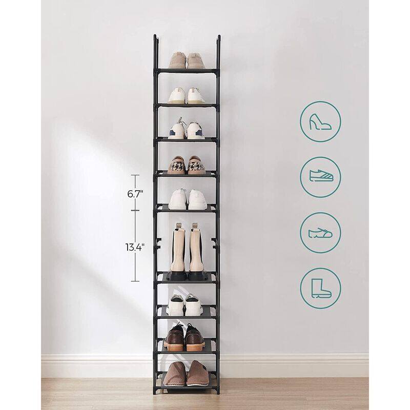 BreeBe 10-Tier Shoe Shelf Black | Mathis Home