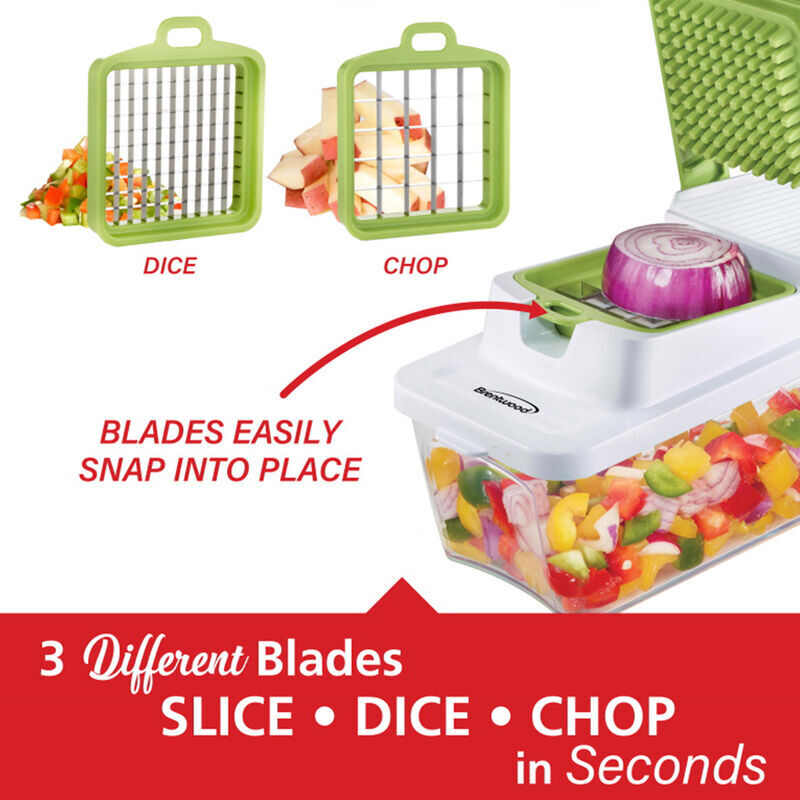 Brentwood Food Chopper and Vegetable Dicer with 6.75-Cup Storage Container - (Green)