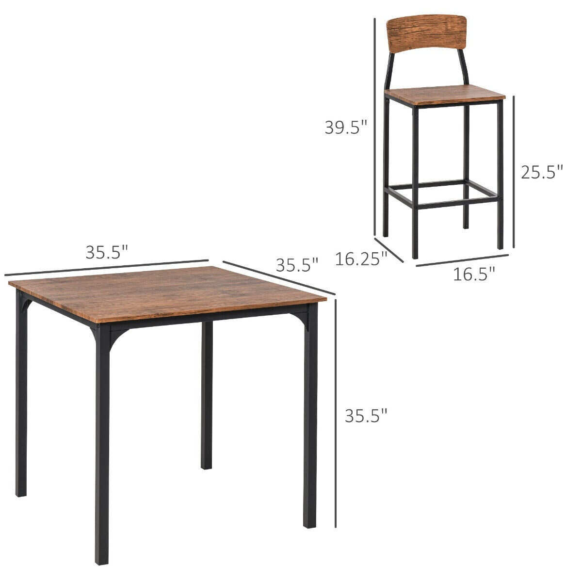 5 PC Modern Counter Height Bar Table Set Compact Kitchen Table 4