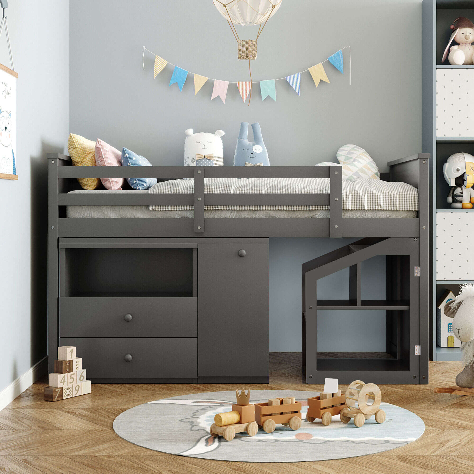 Merax Loft Bed Low Study Twin Size Loft Bed