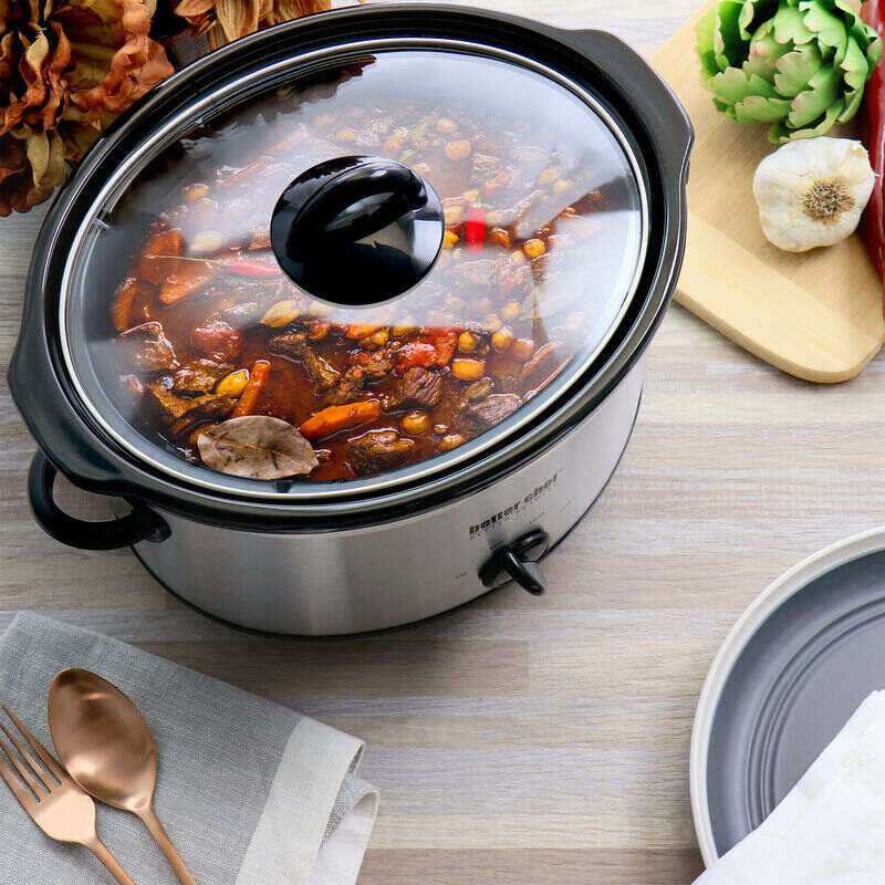 Crock-Pot 4-Quart Stainless Steel Oval Slow Cooker in the Slow Cookers  department at