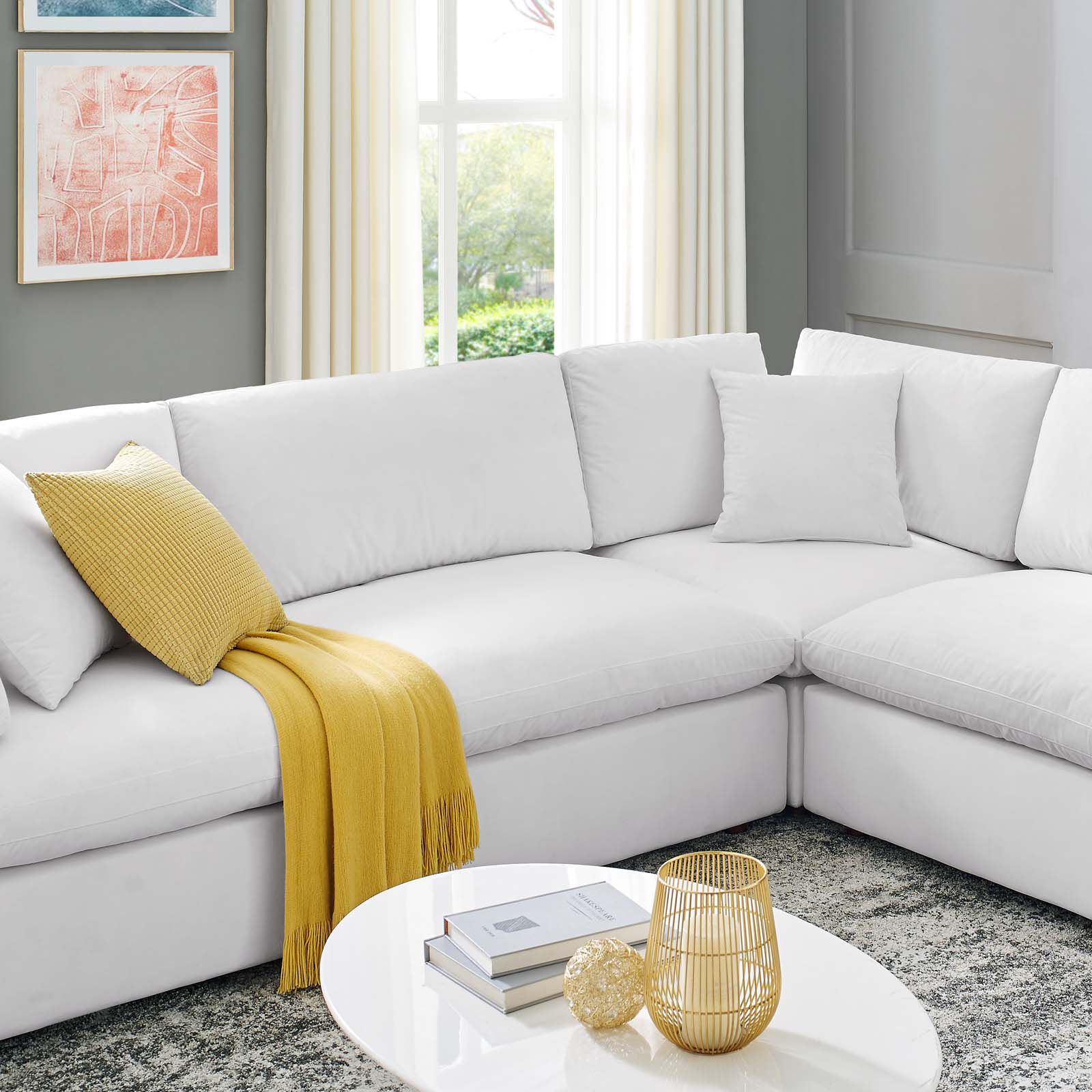 Overstuffed velvet sectional shop