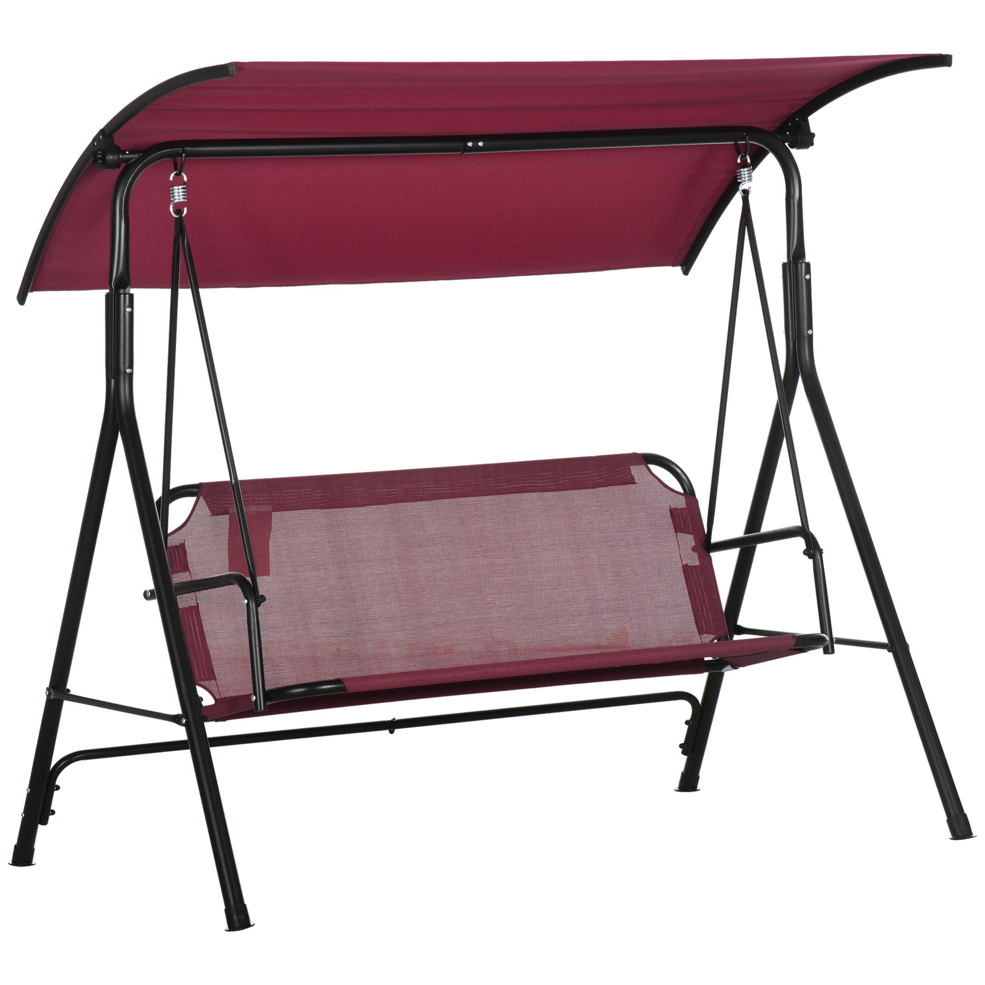 3 Person Porch Swing Bench with Stand Adjustable Canopy