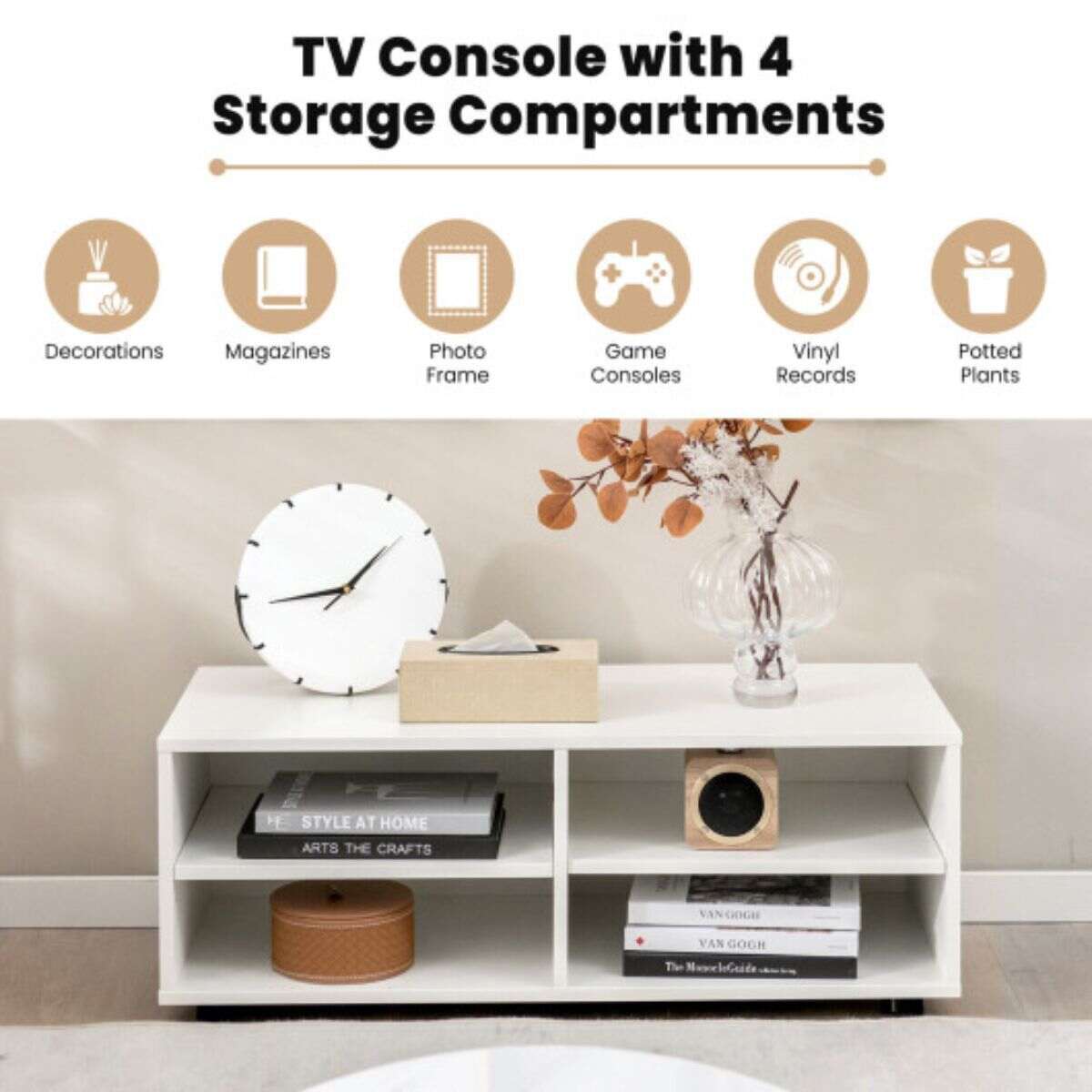 4 Cube TV Stand for TV up to 45 Inch with 5 Positions Adjustable