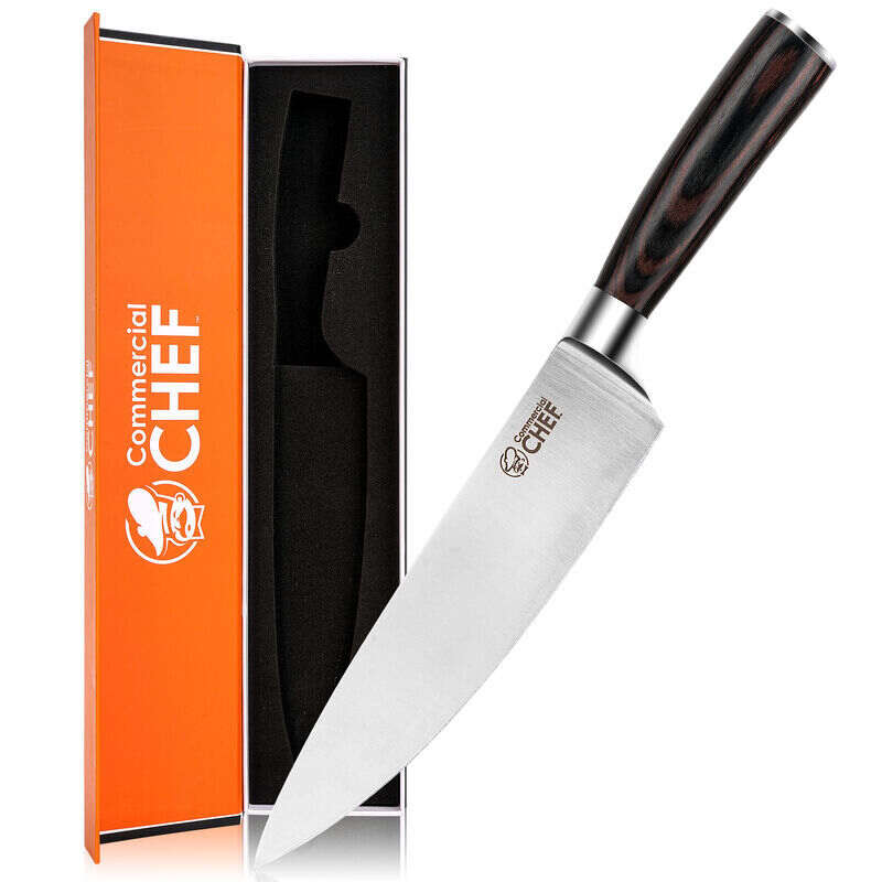 Commercial Chef Knife Japanese 8 inch High Carbon German Stainless Steel  with Ergonomic Pakkawood Handle - Full