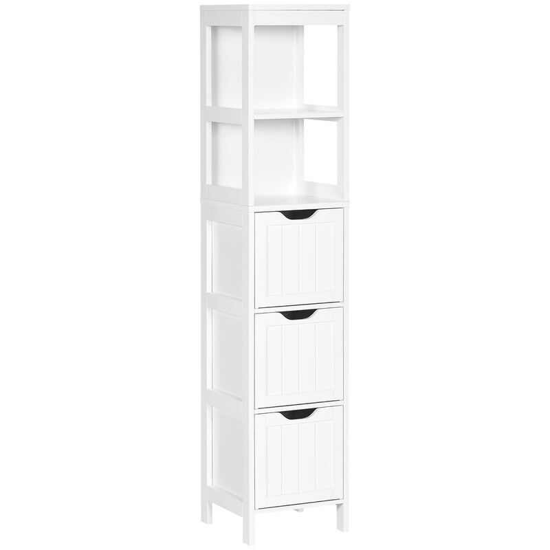 Narrow Bathroom Cabinet with 3 Drawers and 2 Tier Shelf, Tall Cupboard  Freestanding Linen Towel, Slim