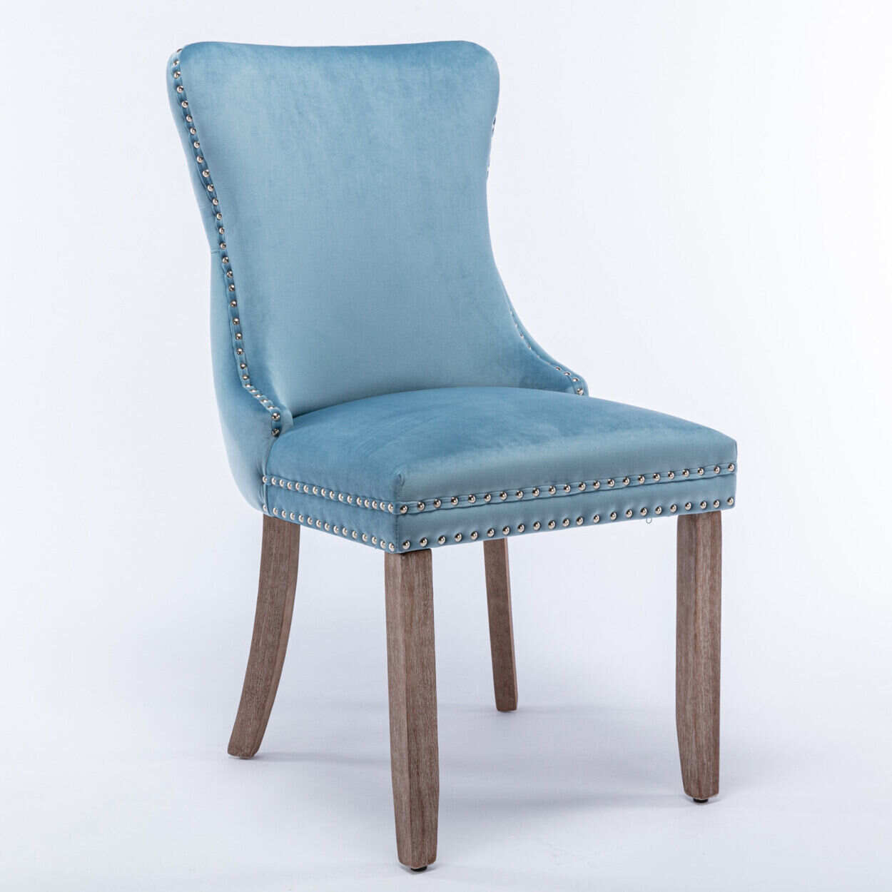 Set of 2 Light Blue Wingback Dining Chairs