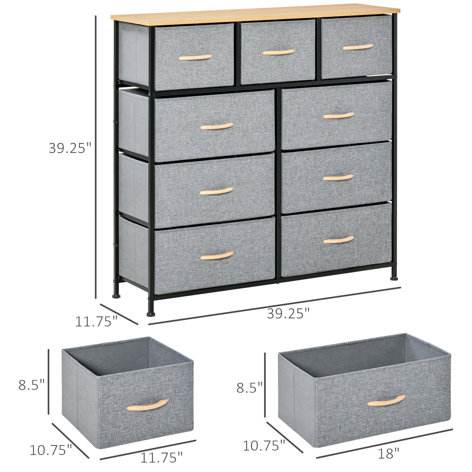 9 drawer outlet fabric dresser