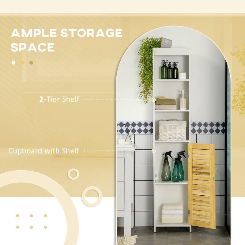 Bathroom Tall Slim Cabinet Freestanding Storage Cabinet with Doors
