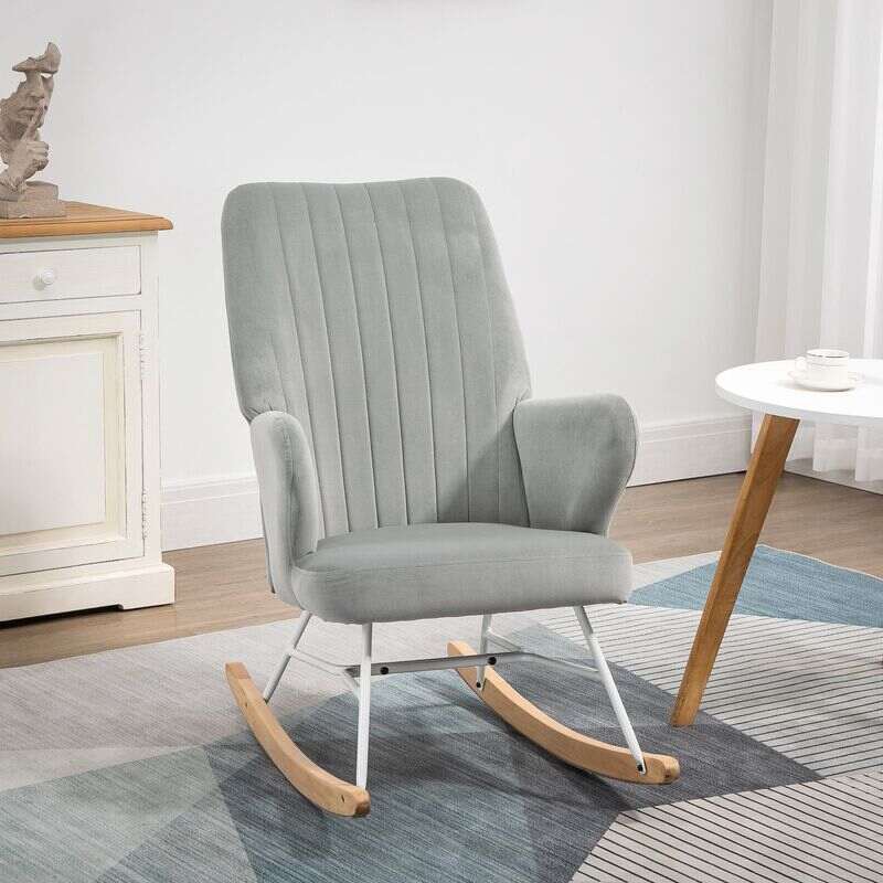 Accent Rocking Chair Grey Mathis Home